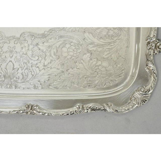 Silver Vintage Wm a Rogers Victorian Silver Plated Twin Handle Serving Platter Bar Tray For Sale - Image 8 of 14