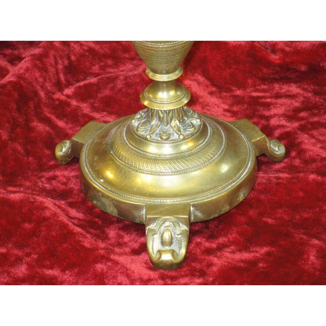 Brass Candleholders Pair Antique 1880-90s Victorian, Aesthetic Movement, French For Sale - Image 9 of 12