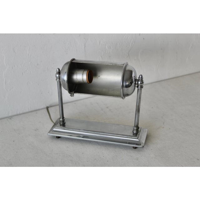 Vintage Art Deco Style Chrome Nickel Finish Small Scale Desk Table Lamp For Sale - Image 9 of 12