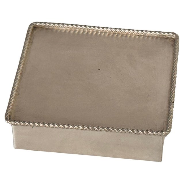 Vintage French Silver-Plated Metal Cigarette Box with Wooden Interior, 1970s For Sale - Image 18 of 18