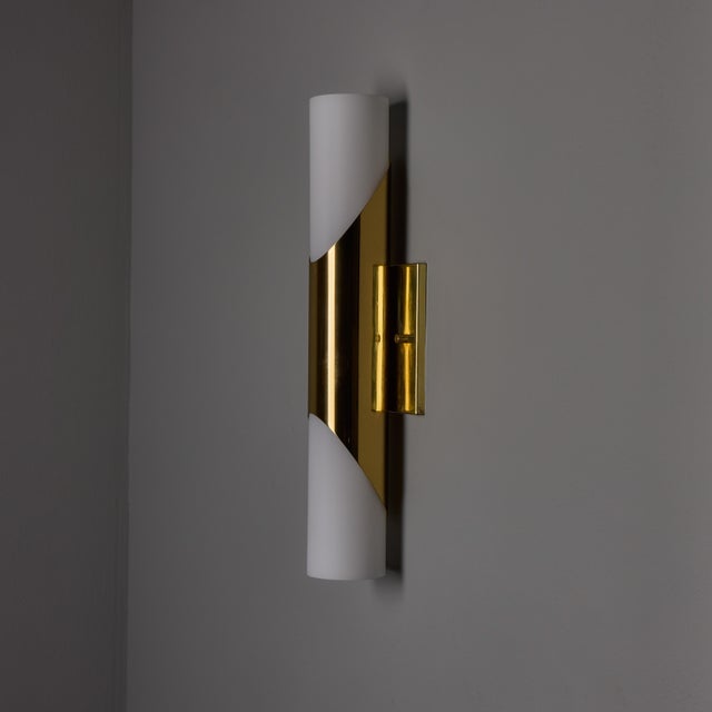 Mid-Century Modern 1960s Neuhaus Leuchten Glass and Brass Sconces by Rolf Krueger - a Pair For Sale - Image 3 of 18