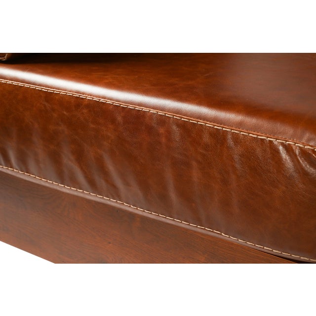 Mission / Craftsman Cubic Slat Side Love Seat - Russet Brown Leather (Rb2) For Sale - Image 4 of 6