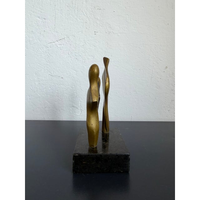Modern Abstract Geometric Bronze Sculpture on Black Granite Base, Brazil 1980s For Sale - Image 4 of 12