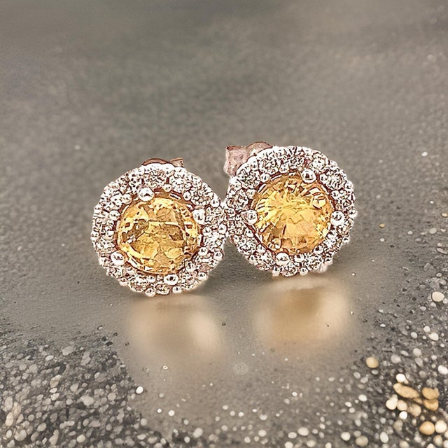 2010s Natural Sapphire Diamond Stud Earrings 14k W Gold 2.84 TCW Certified For Sale - Image 5 of 10