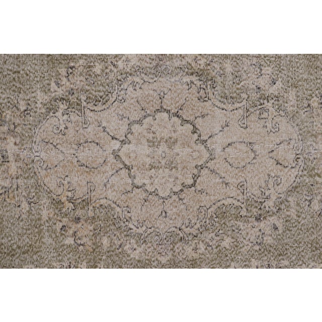 Vintage Distressed Turkish Rug With Floral Medallion in Beige-Brown - Rug & Kilim For Sale In New York - Image 6 of 10