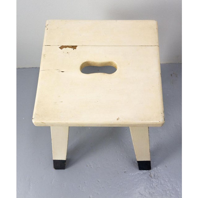 White French Painted Wooden Side Stool, 1950s For Sale - Image 8 of 9