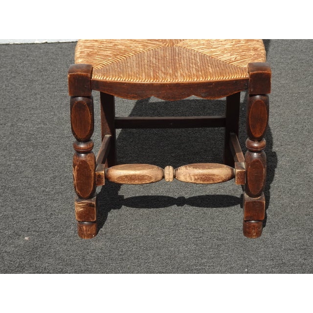 Set of Four Antique French Country Brown Rush Ladderback Chairs For Sale - Image 13 of 18