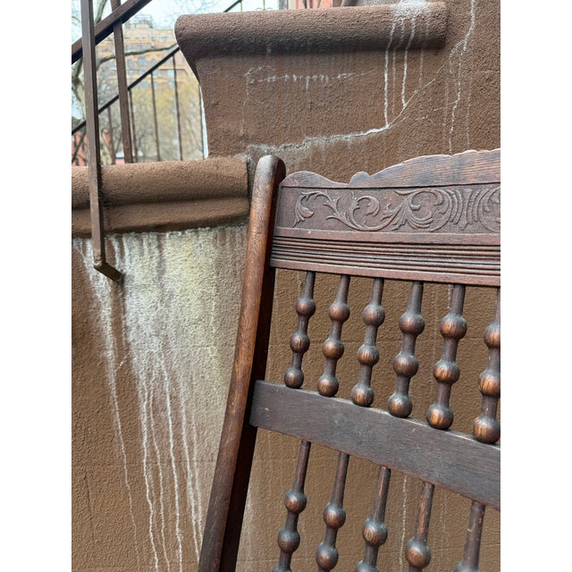 Early 20th/Late 19th Century Victorian Rocking Chair With Spindle Back and Cane Seat For Sale - Image 11 of 12