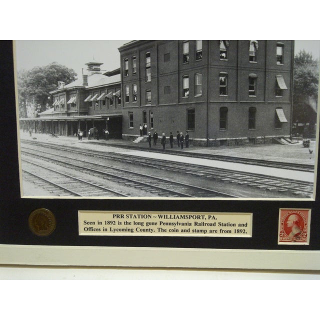 1892 Vintage Matted "Pennsylvania Railroad Station Williamsport, PA