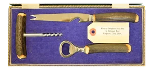 Asprey of London Stag Handle 3pc. Bar Set in Original Box