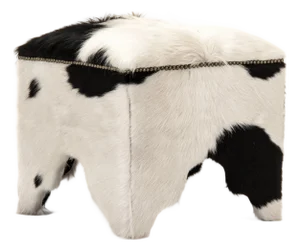 Cowhide Cube Stool in Black & White