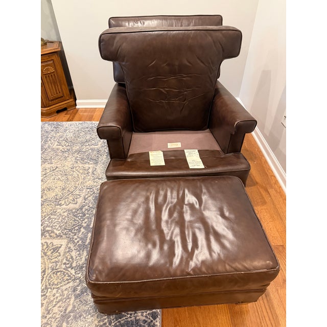 Mid-Century Kittinger Leather "King of Ease" Recliner and Ottoman Set - 2 Pieces For Sale - Image 9 of 9