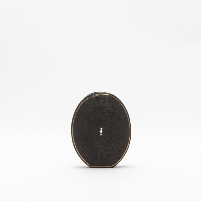 R & Y Augousti Shagreen Vase With Brass Details by R&y Augousti For Sale - Image 4 of 6