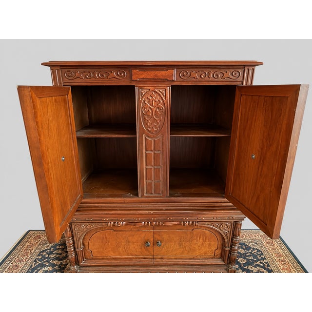 Early 20th Century Carved Walnut and Burl Cabinet For Sale In Nashville - Image 6 of 7