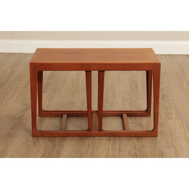 Wood Danish Modern Set of Three Teak Nesting Tables For Sale - Image 7 of 12
