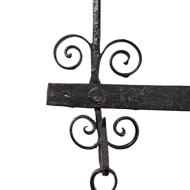 Black Circa 1820 Continental Hand-Forged Wrought Iron Archelle With Three Utensils For Sale - Image 8 of 11
