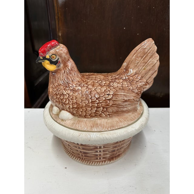 Ceramic Vintage Hen Shaped Lid Tureen For Sale - Image 7 of 7