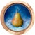 Garden of Inspiration by Sybiline | Oil on wood panel Still life of a pear against a blue background For Sale