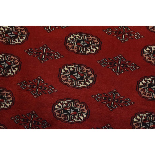 Textile Bokhara Rug 6’3” X 9’4” Red Wool Tribal Hand-Knotted Oriental Carpet For Sale - Image 7 of 12