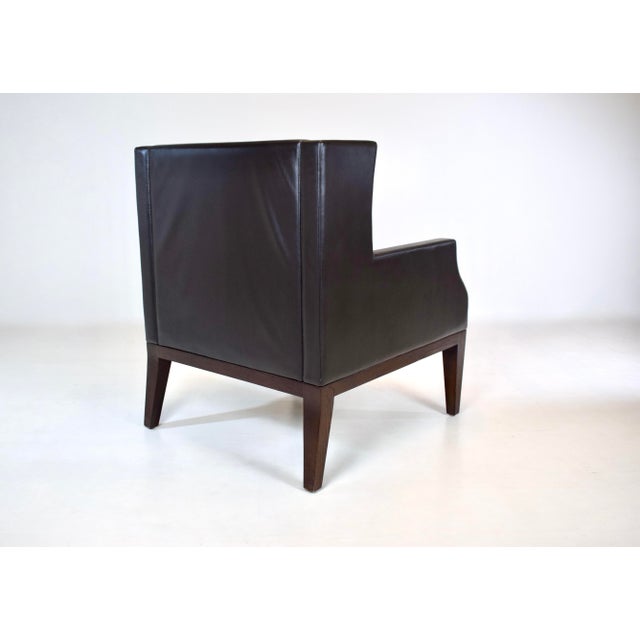 Brown French Christian Liaigre for Holly Hunt Brown Leather & Velvet Chair For Sale - Image 8 of 16