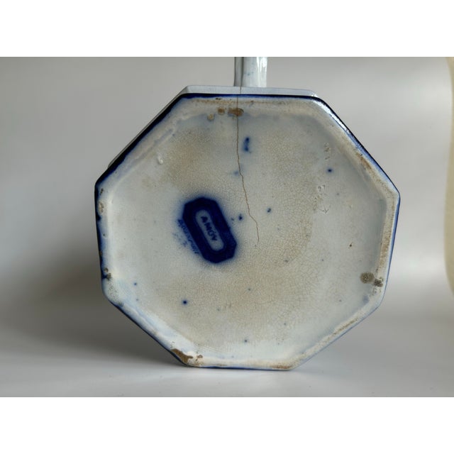 Ceramic Early English Flow Blue “Amoy” Teapot by Davenport, Circa 1844 For Sale - Image 7 of 12