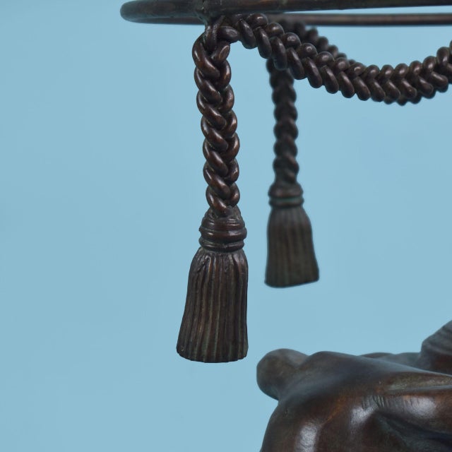 Boho Chic Elephant With Tassel Brass Table For Sale - Image 4 of 5