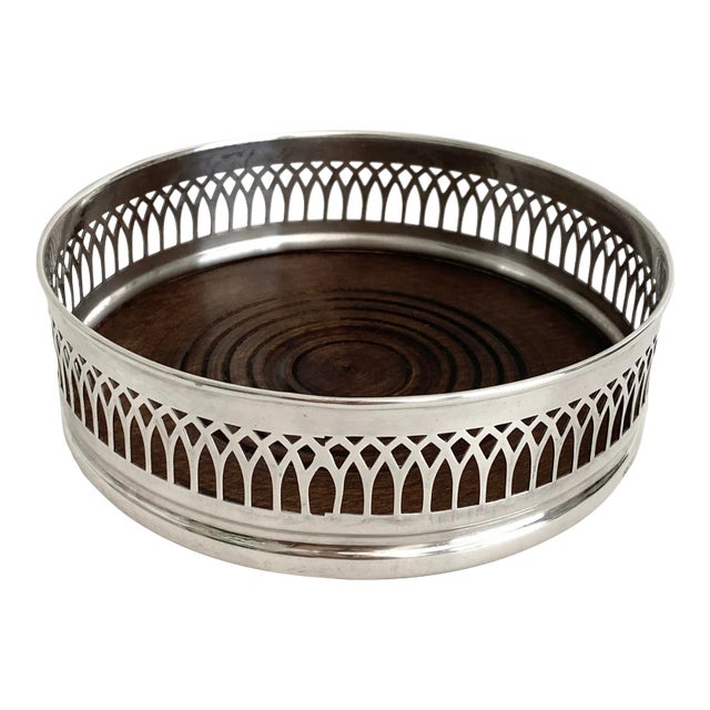 English Silver Plate Wine Coaster For Sale