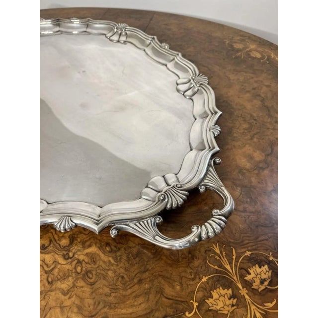 Large Antique Edwardian Silver-Plated Tea Tray, 1900s For Sale - Image 4 of 6