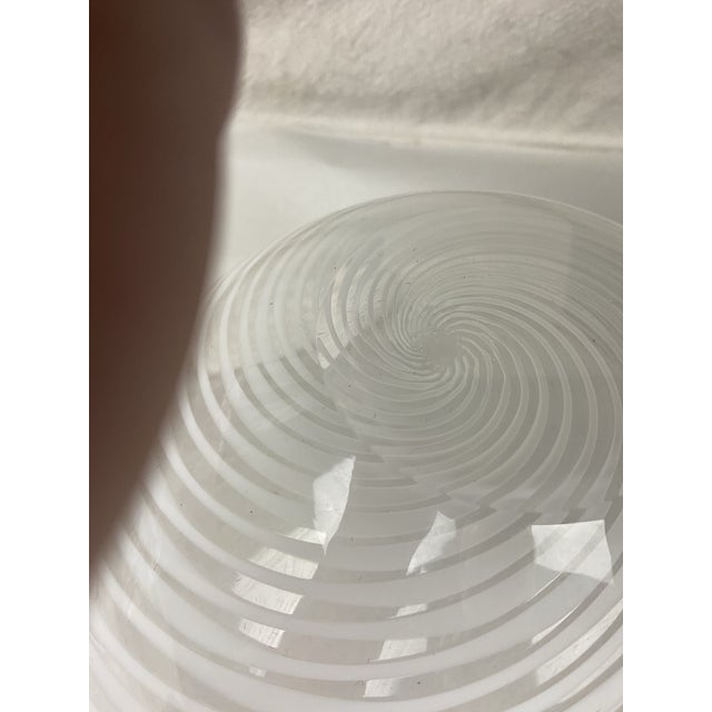 Murano Beautiful Murano White Swirl Mezzanine Filigrana Glass Bowl For Sale - Image 4 of 5