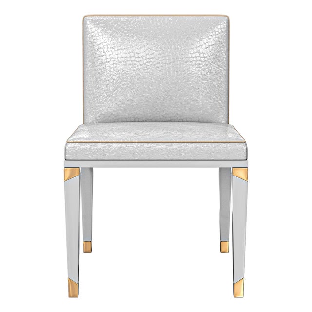 "Perla" Chair With Stainless Steel, Bronze Details, Handmade For Sale