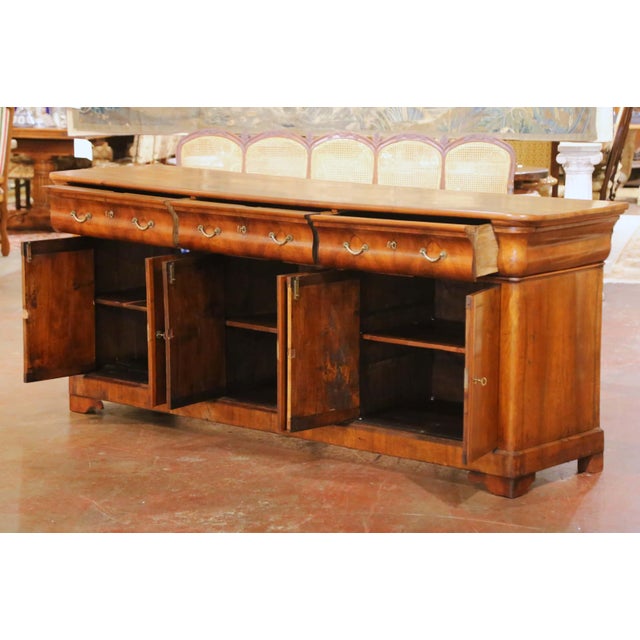 Mid 19th Century 19th Century French Louis Philippe Walnut Six-Door Three-Drawer Enfilade Buffet For Sale - Image 5 of 11