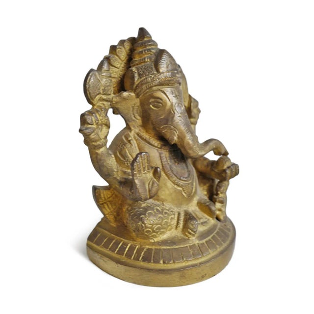 Vintage solid brass small Ganesha. Beautiful intricate details.