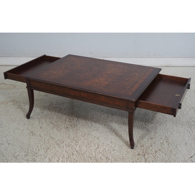 Italian Theodore Alexander 2 Drawer Mahogany Coffee Table For Sale - Image 3 of 18