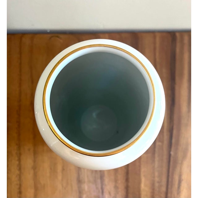 Mid 20th Century Japanese Handpainted Porcelain Vase With Pink and Blue Flower Decoration For Sale - Image 5 of 9