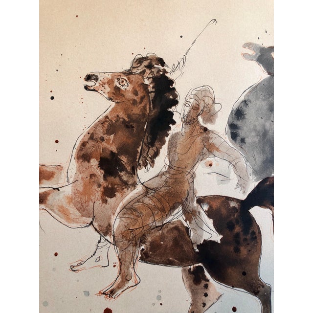 Reuven Rubin, Modern Israeli Lithograph Reuven Rubin Views Of Israel Judaica Horses, Riders, 1960 For Sale - Image 4 of 8