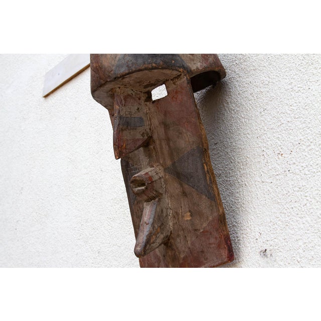Brown Antique Harned Guardian Bwa Painted Mask For Sale - Image 8 of 13