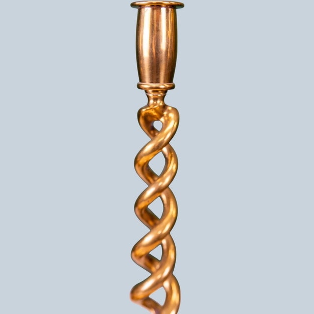 Pair of 19th Century English Brass Barley Twist Candlesticks For Sale In Tampa - Image 6 of 12