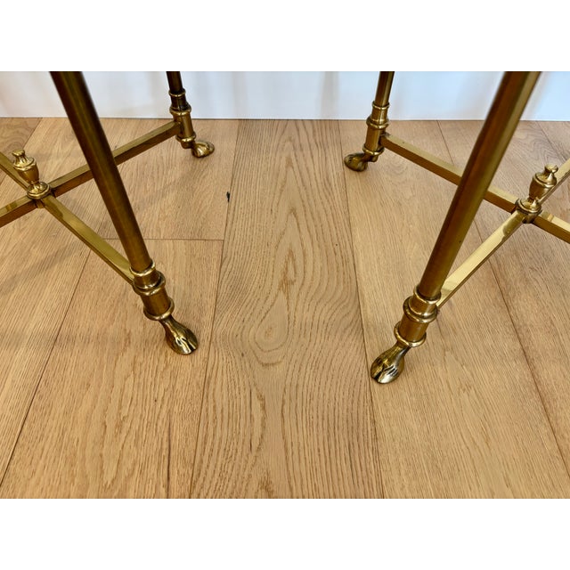 Vintage Italian Brass and Glass Round Side Tables - A Pair For Sale - Image 13 of 18