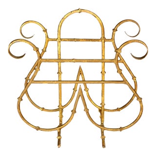 Faux Bamboo Metal Magazine Rack, Hollywood Regency Style For Sale