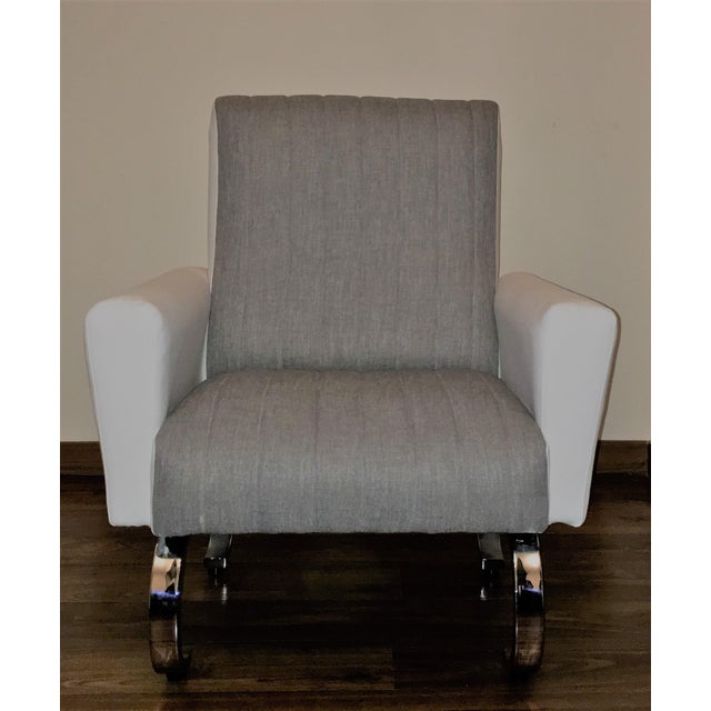 Early 20th Century Mid-Century Exclusive Italian Armchairs With Curved Metal Base - a Pair For Sale - Image 5 of 9