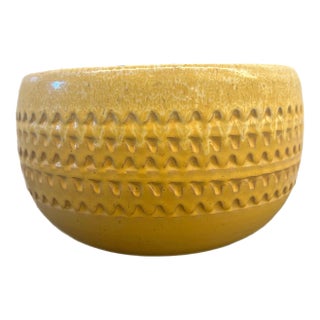 Mid-Century Italian Terracotta Glazed Yellow Planter For Sale