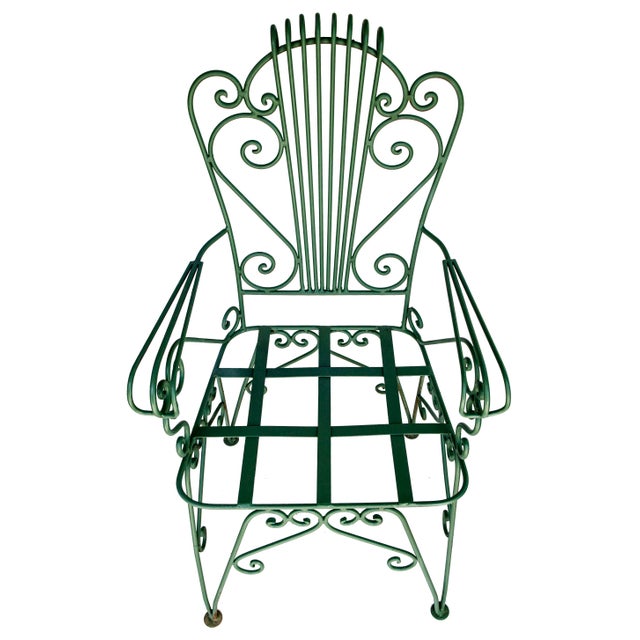 1950s Iron Garden Chairs in Moss Green - Set of 4 For Sale - Image 10 of 11