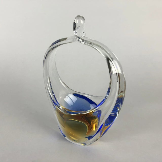 Art Glass Basket by O. Lipa & L. Metelak for Moser, Czechoslovakia, 1970s For Sale - Image 4 of 7