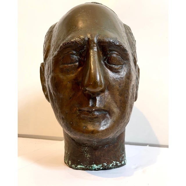 Metal Minna Harkavy, Bronze Modernist Sculpture Portrait, Leo Stein by Minna Harkavy WPA Artist, c.1930-1940 For Sale - Image 7 of 9
