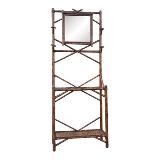 Burnt Bamboo Vintage Hall Tree For Sale