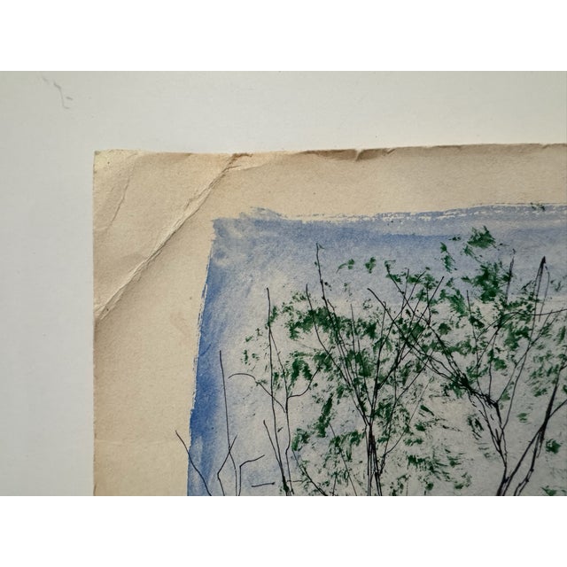 Late 20th Century Vintage Signed S. Finkelstein Central Park New York City Skyline Mixed Media Drawing For Sale - Image 5 of 8
