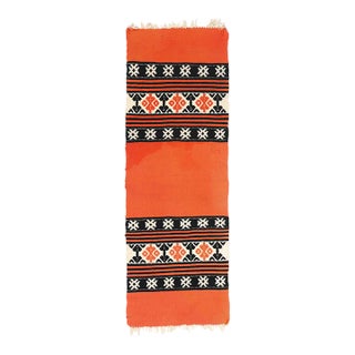Vintage Orange-Vermillion Cretan Greek Kilim Rug - 01'05 X 04'01 For Sale