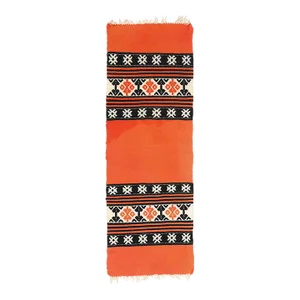 Vintage Orange-Vermillion Cretan Greek Kilim Rug - 01'05 X 04'01
