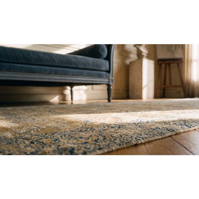 Textile 1930s Tan Camel Medallion Antique s.e. Persian Kirman Rug 2'8" X 14' Handknotted Wool Carpet For Sale - Image 7 of 9