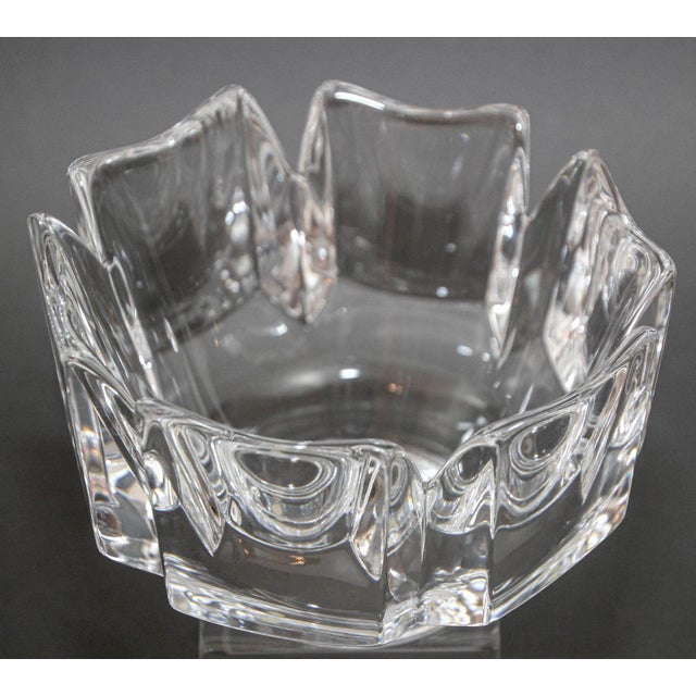 Orrefors Sweden Crystal Corona Bowl by Lars Hellsten circa 1960s. The Swedish crystal Corona bowl, designed by sculptor...